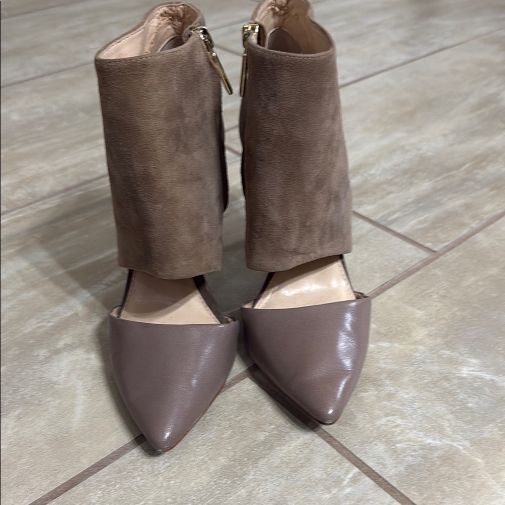 Banana Republic Brown Ankle Booties with Suede and Patent Leather